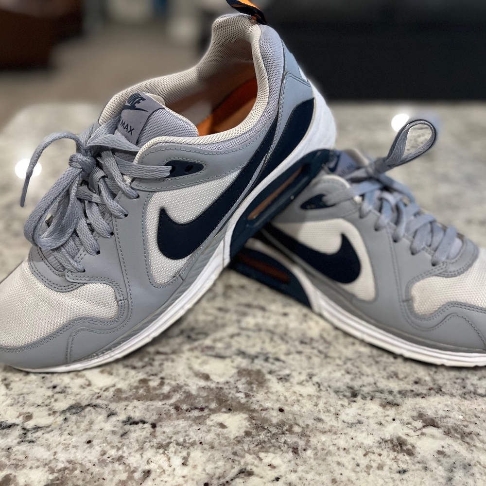 Nike Air Max Lunarlon Mens Athletic Shoes 620990-110 Gray Blue Orange Size 10.5